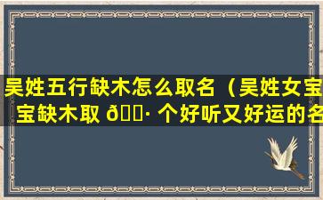 吴姓五行缺木怎么取名（吴姓女宝宝缺木取 🌷 个好听又好运的名字）